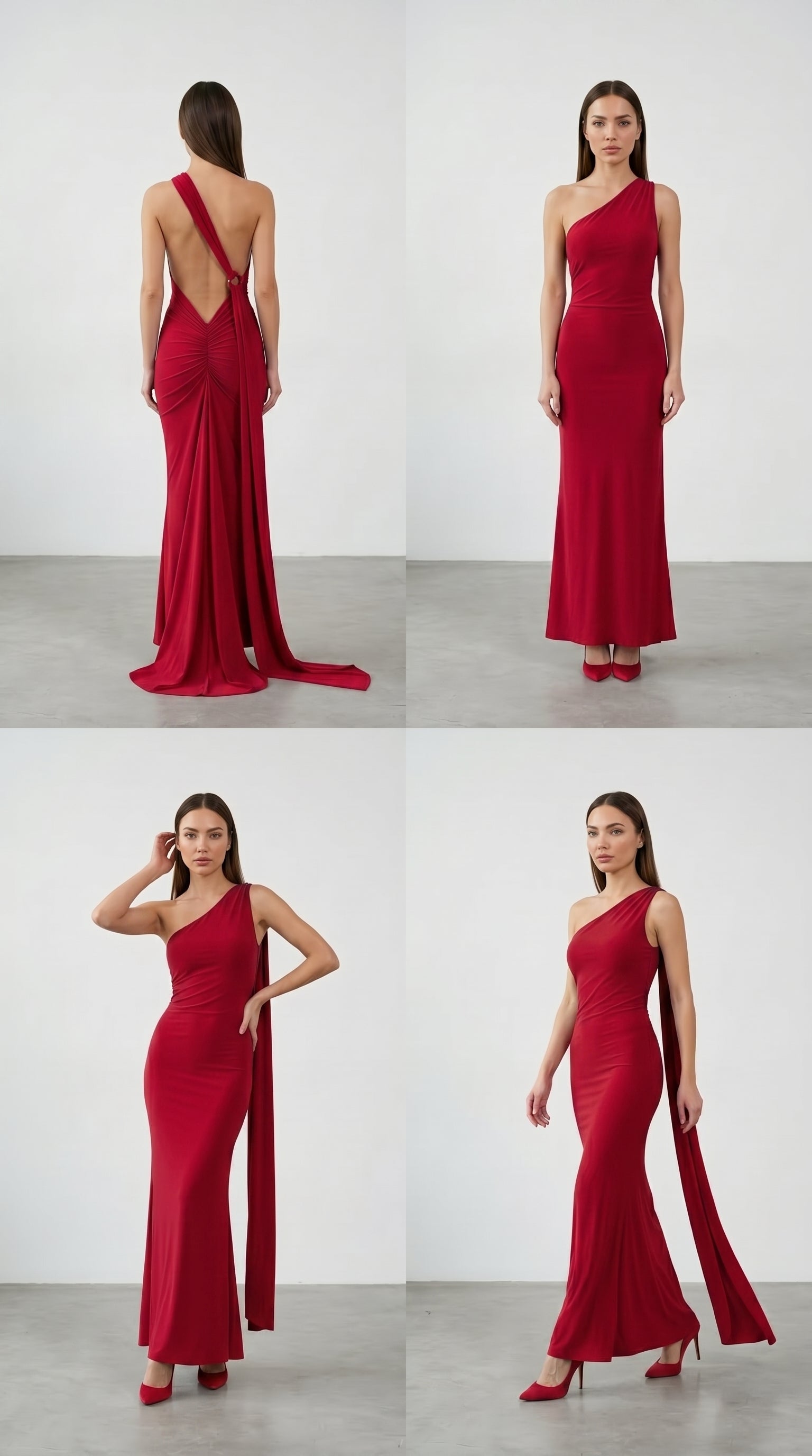 Aurora One-Shoulder Scarf Dress