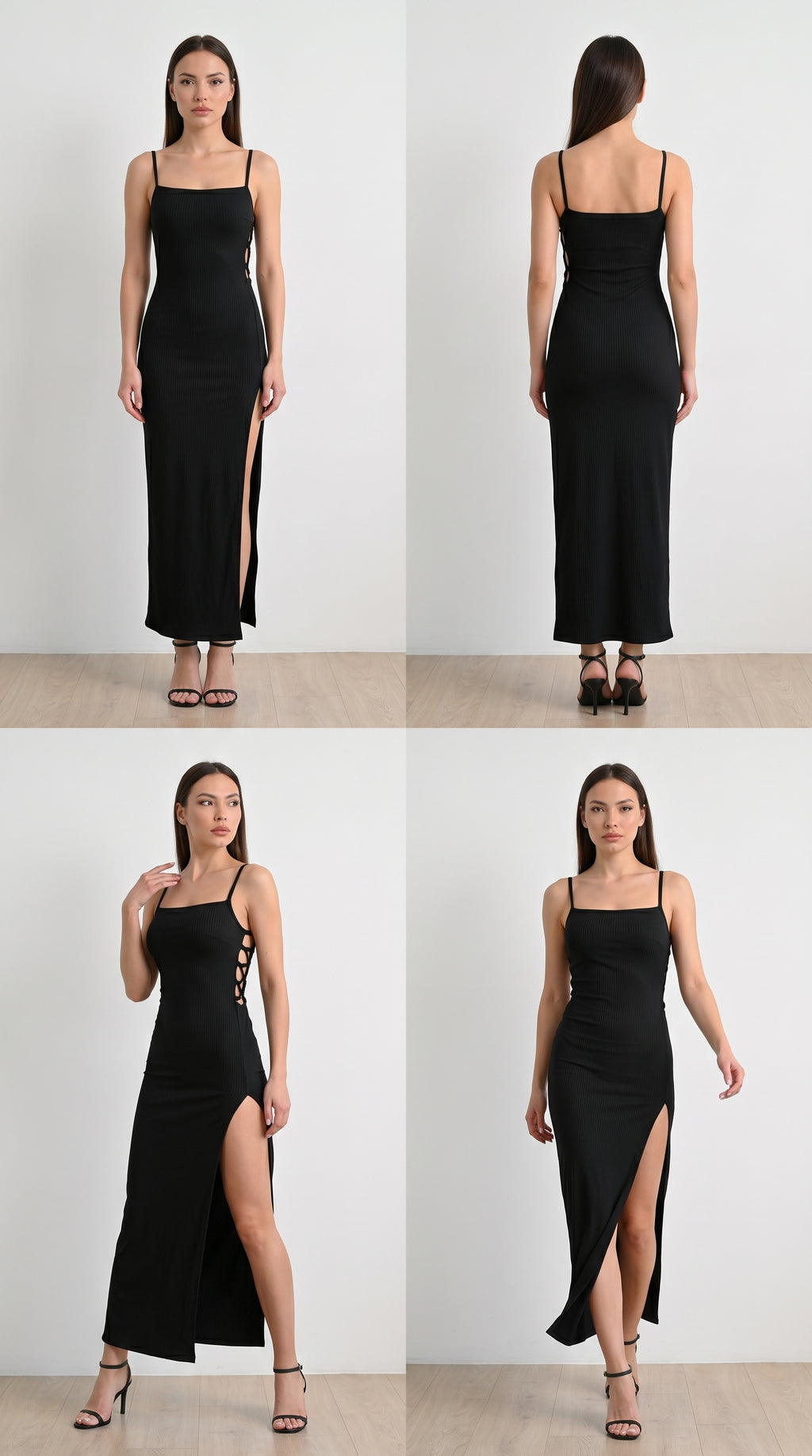 Noir Silk-Touch Halter Maxi