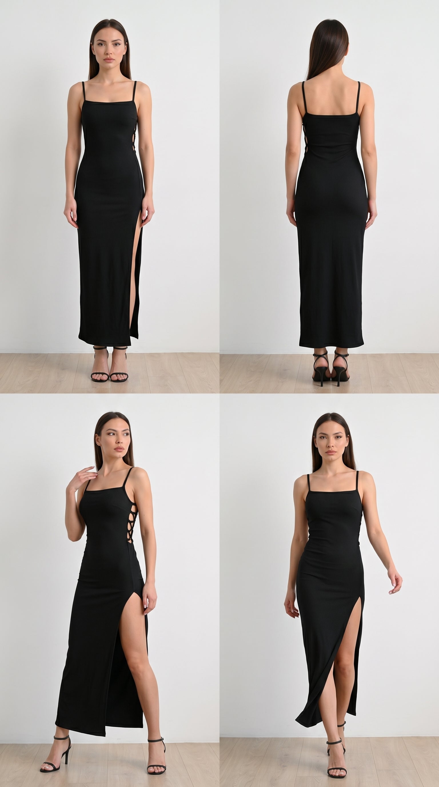 Noir Silk-Touch Halter Maxi