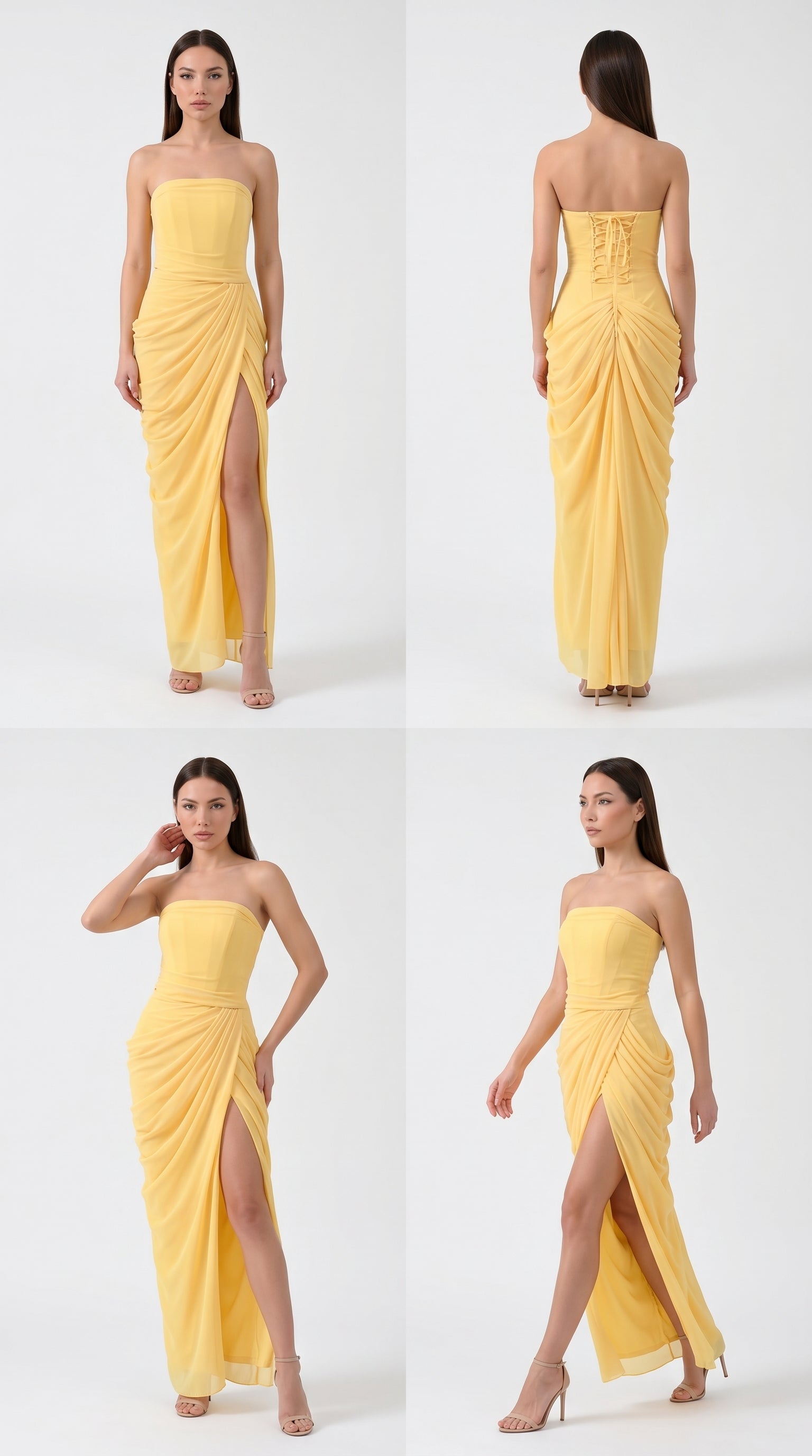 btuce V-Neck Floor-Length Pleat Dress