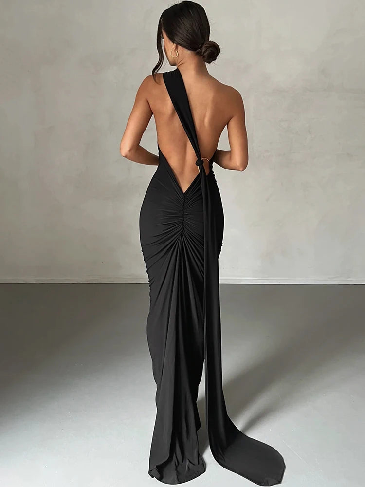 Aurora One-Shoulder Scarf Dress