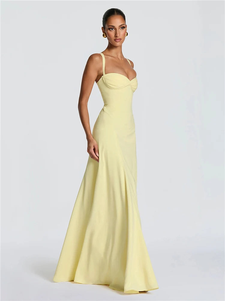 Ethereal Square-Neck Backless Maxi