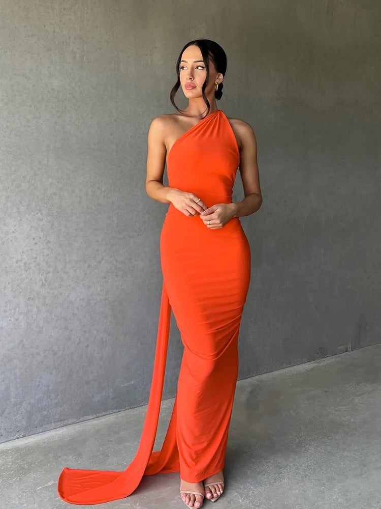 Aurora One-Shoulder Scarf Dress
