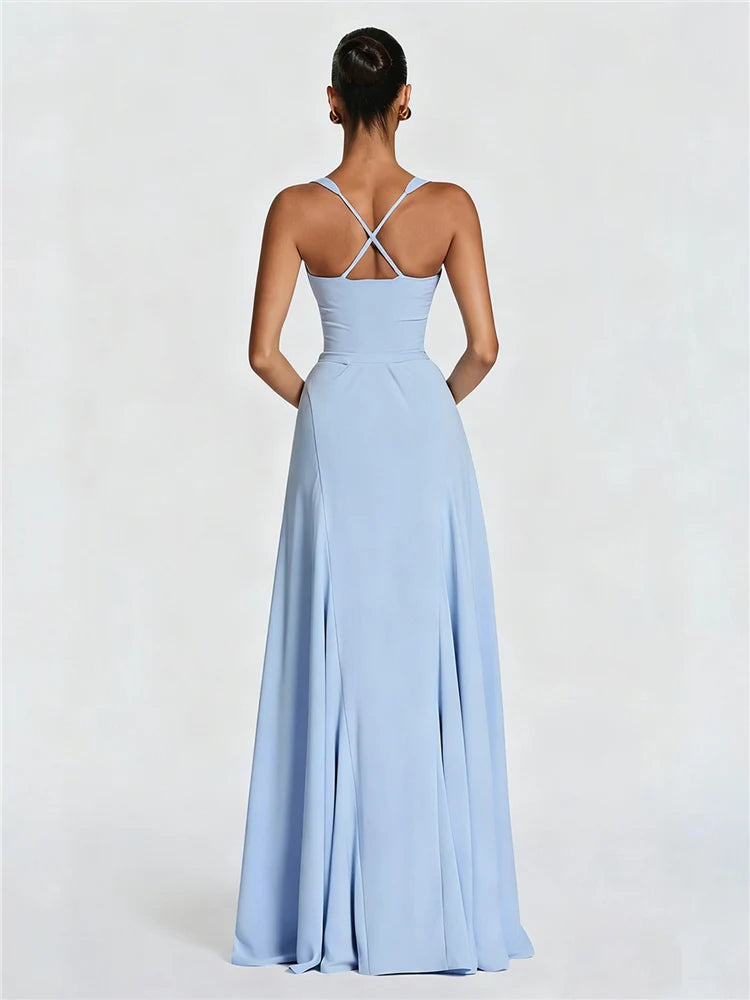 Ethereal Square-Neck Backless Maxi