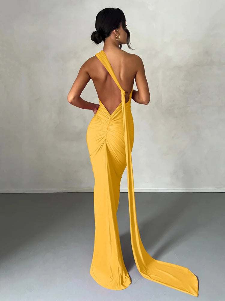 Aurora One-Shoulder Scarf Dress