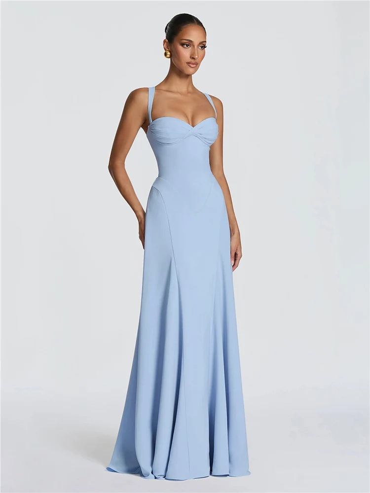 Ethereal Square-Neck Backless Maxi