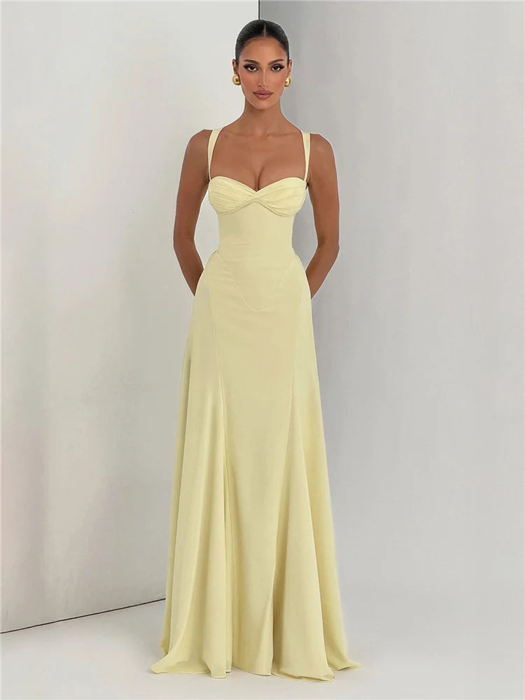Ethereal Square-Neck Backless Maxi