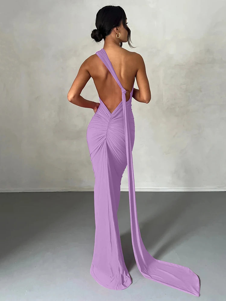 Aurora One-Shoulder Scarf Dress