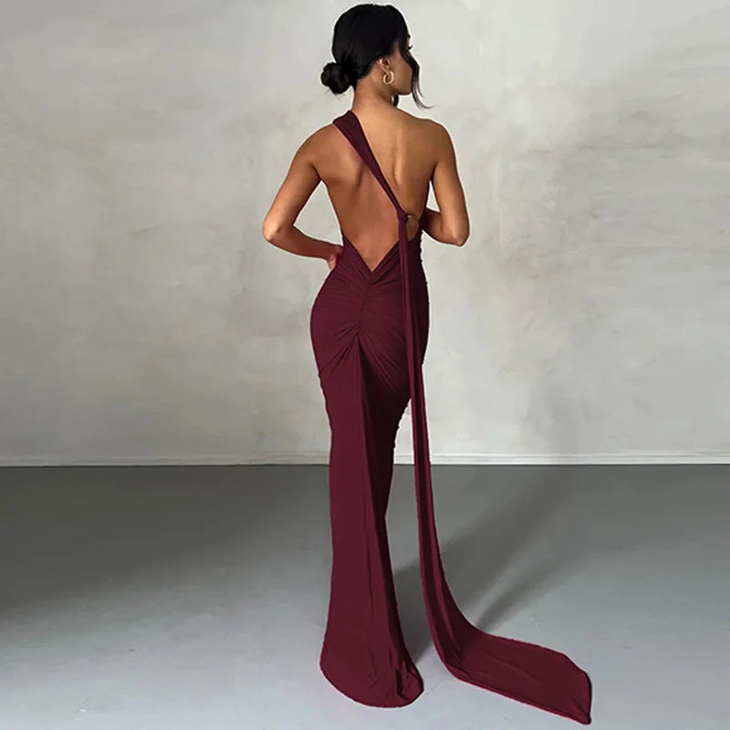 Aurora One-Shoulder Scarf Dress