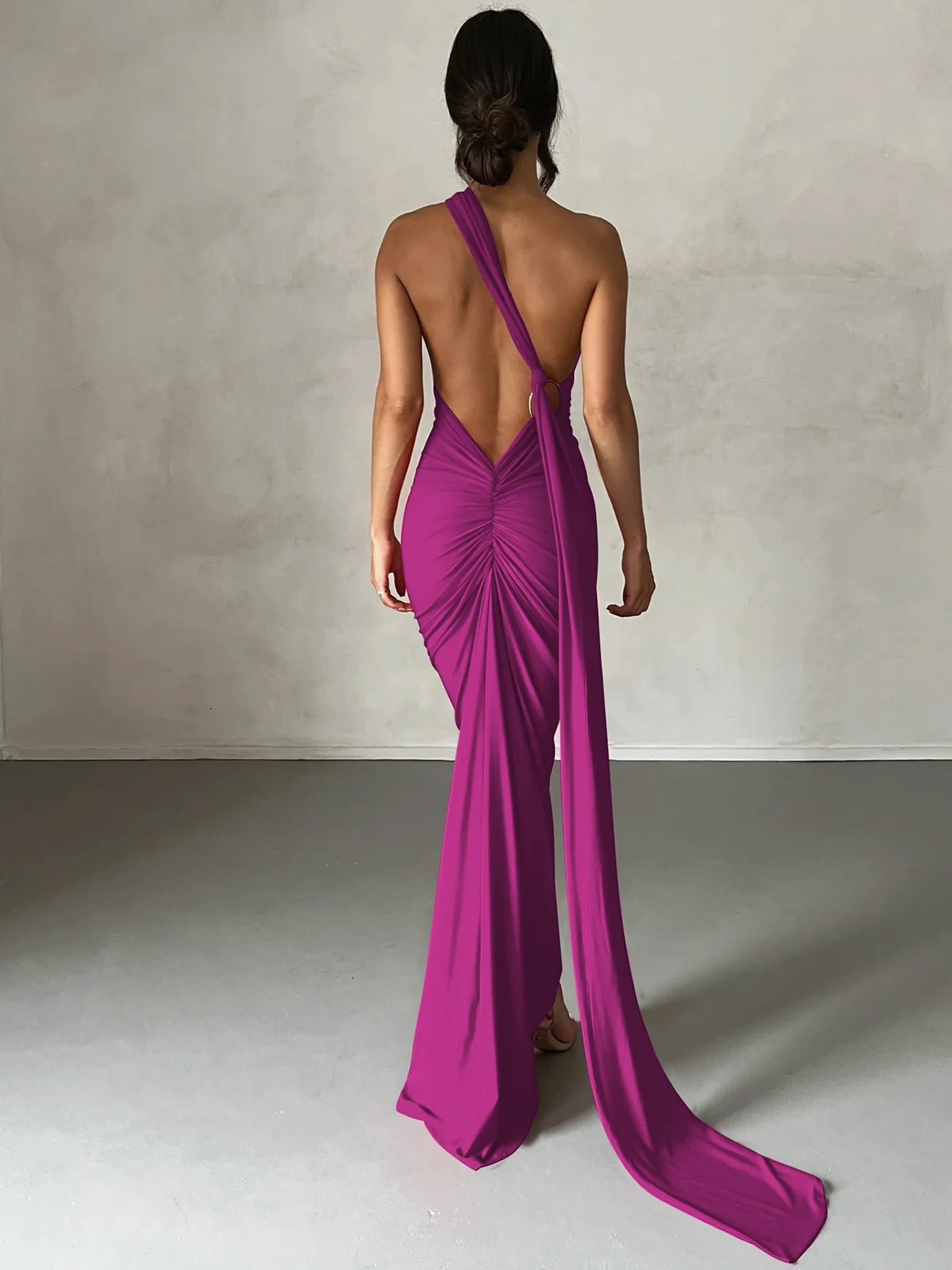 Aurora One-Shoulder Scarf Dress