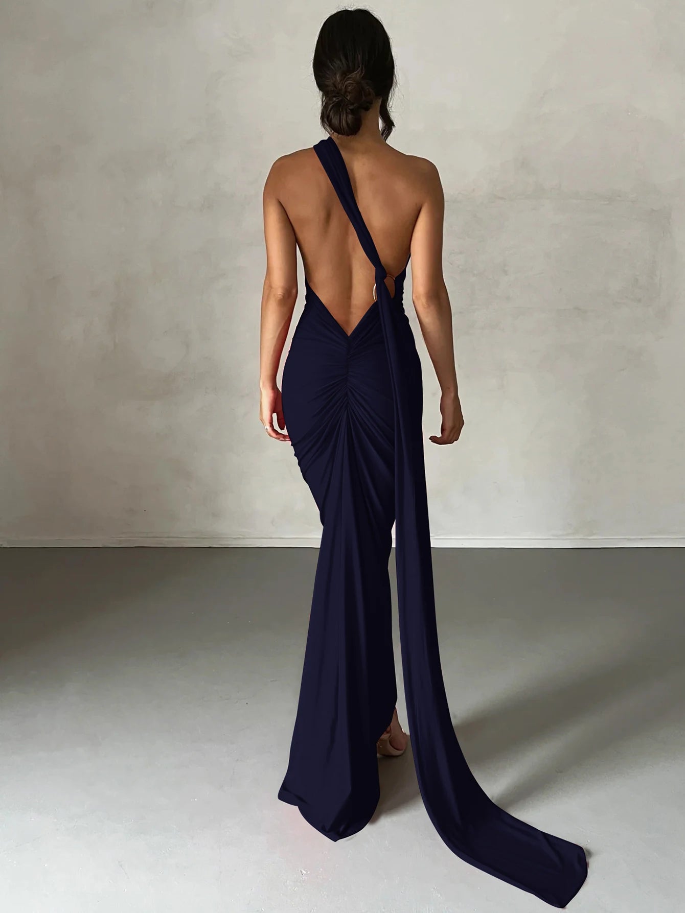 Aurora One-Shoulder Scarf Dress