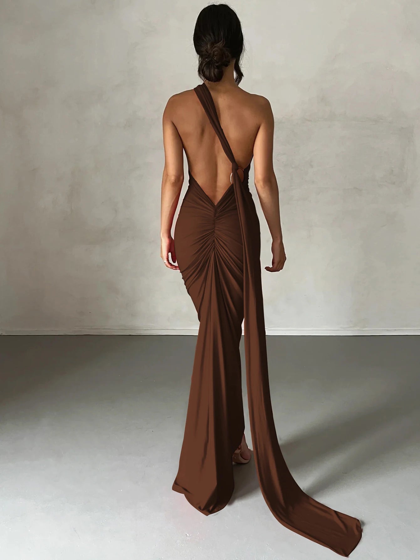 Aurora One-Shoulder Scarf Dress